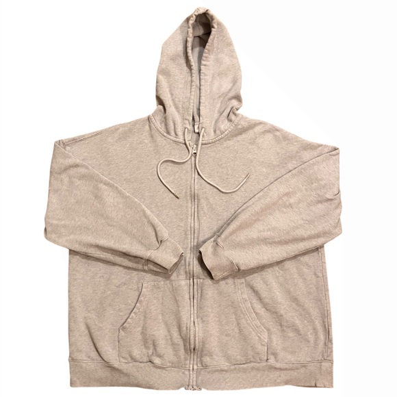 Tops - Old Navy Fleece Full Zip Hoodie Gray Sweatshirt Drop Shoulder